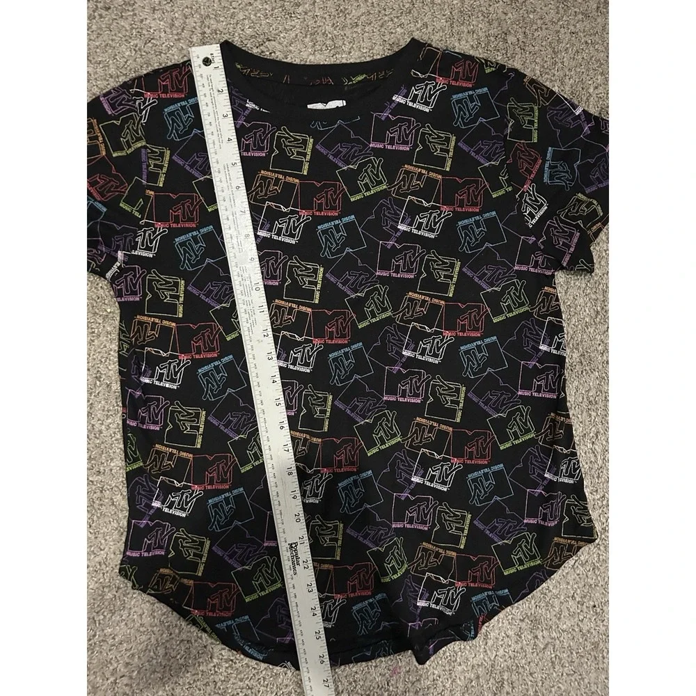 MTV Graphic T-Shirt Multicolor Signature Logo Pullover Crew Neck Tee XL 15-17 - Picture 6 of 7